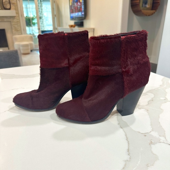 rag & bone Shoes - Rag & Bone Newbury Calf hair bootie $495 retail Size 38.5 Burgundy